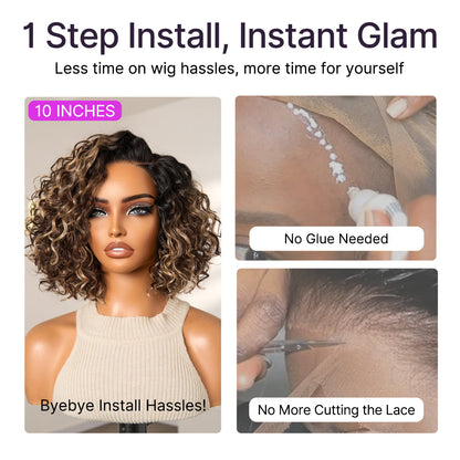 ⏰ LIMITED TIME OFFER 🔥Ready-to-Wear Glueless Curly Bob Wig