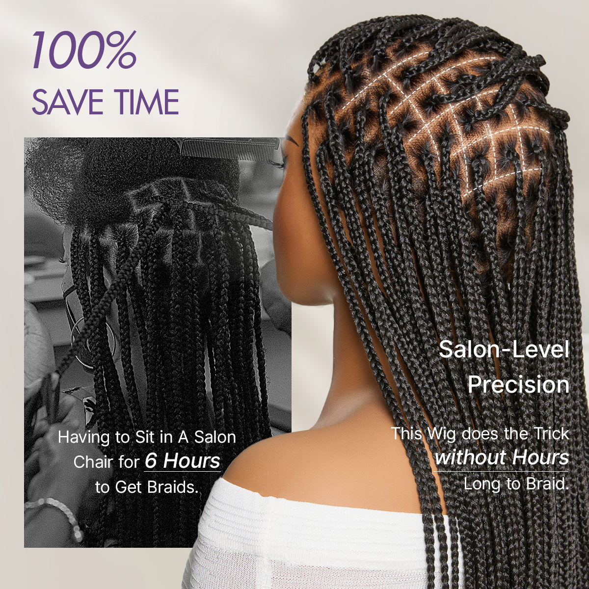 🔥Last Day: 58% Off🔥 Salon Braids HD Lace Knotless Wig